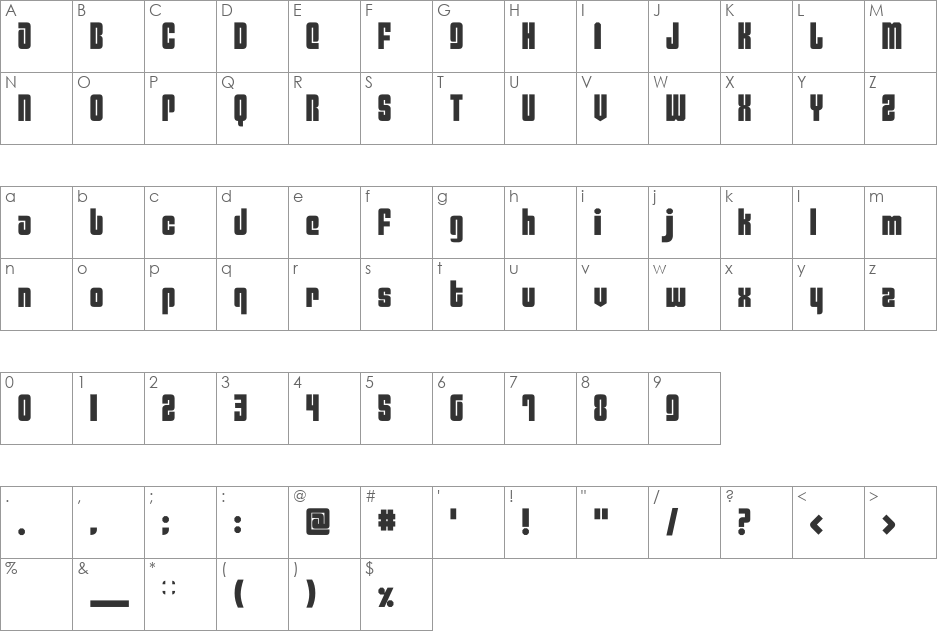 Philadelphia font character map preview