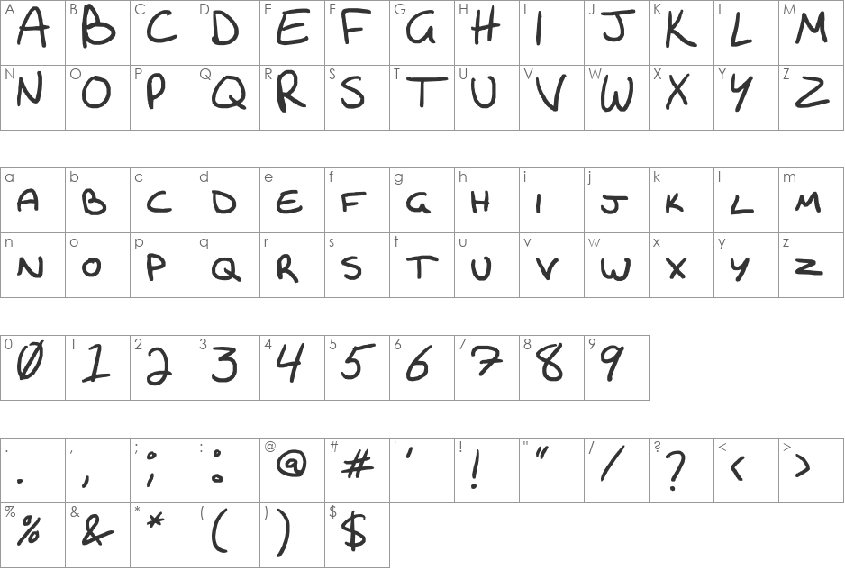 Phoenix Boldy font character map preview