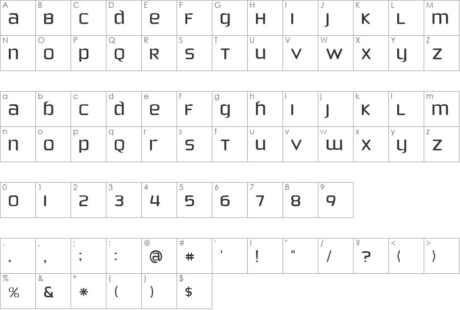 Phoenix Sans font character map preview