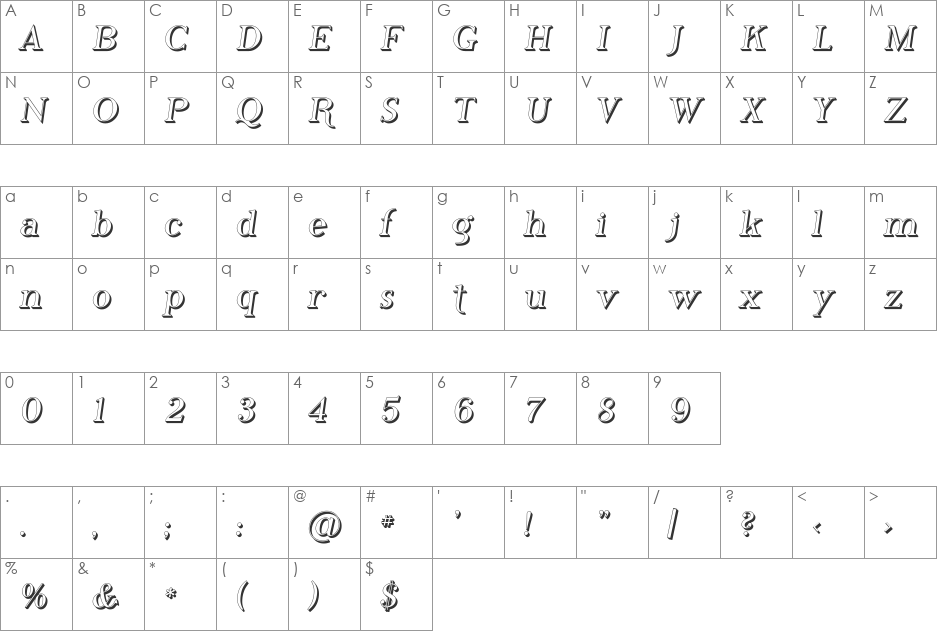 Phosphorus Hydride font character map preview