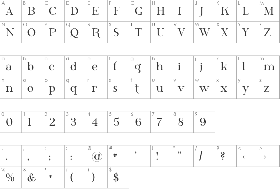 Phosphorus Selenide font character map preview