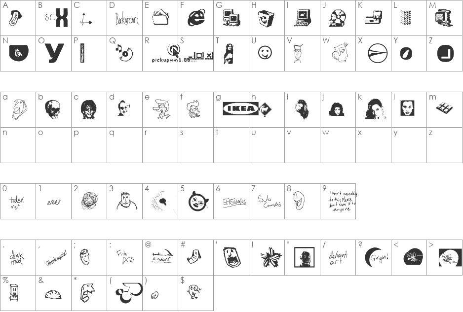 Photon font character map preview