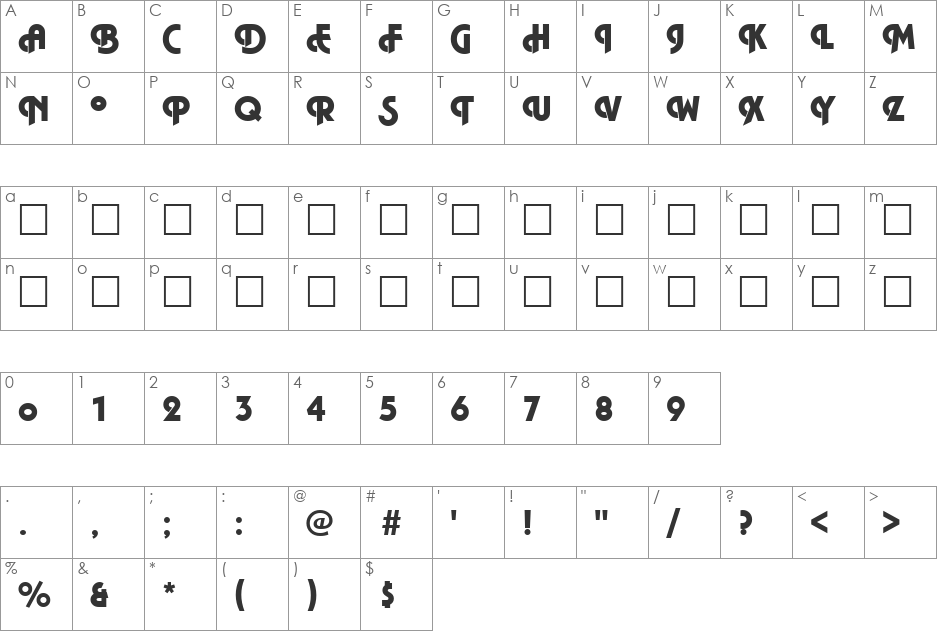 PiazzaInitials font character map preview