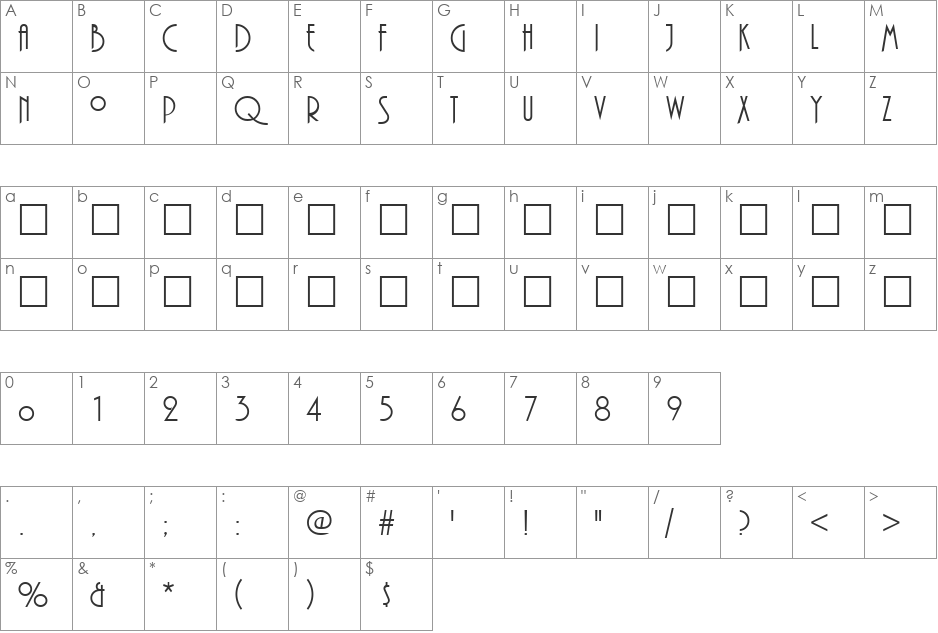 PiazzaSwash font character map preview