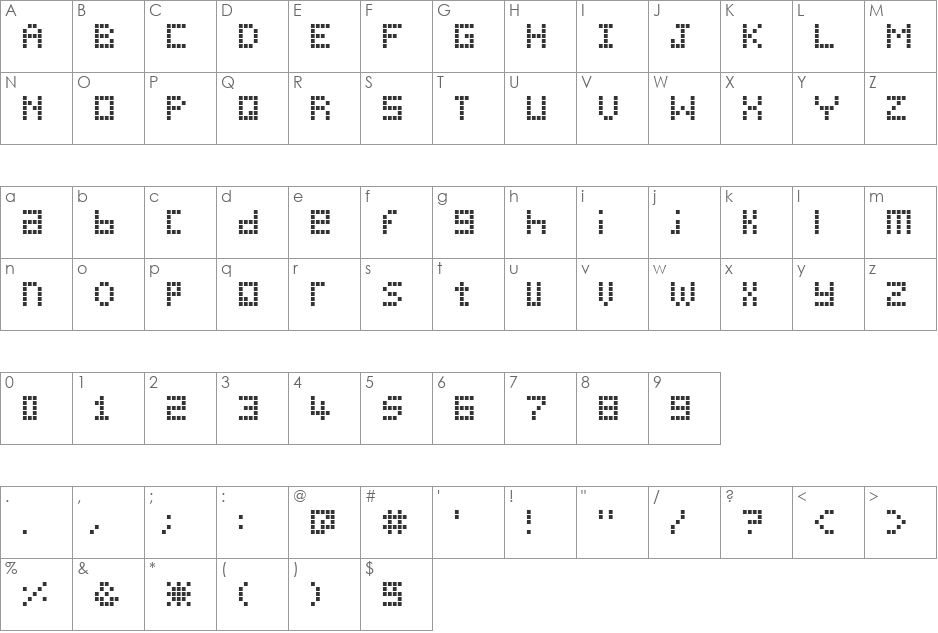 Pica Hole - ABS font character map preview