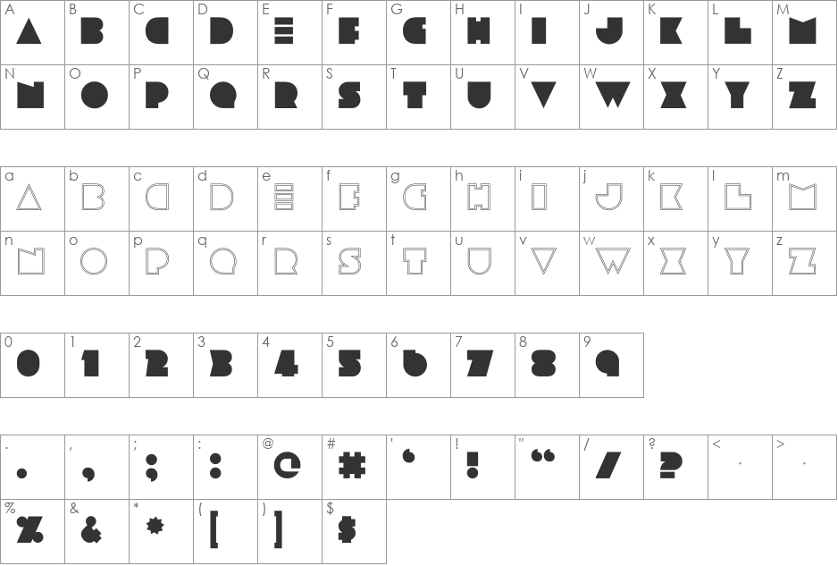 pickleweasel font character map preview