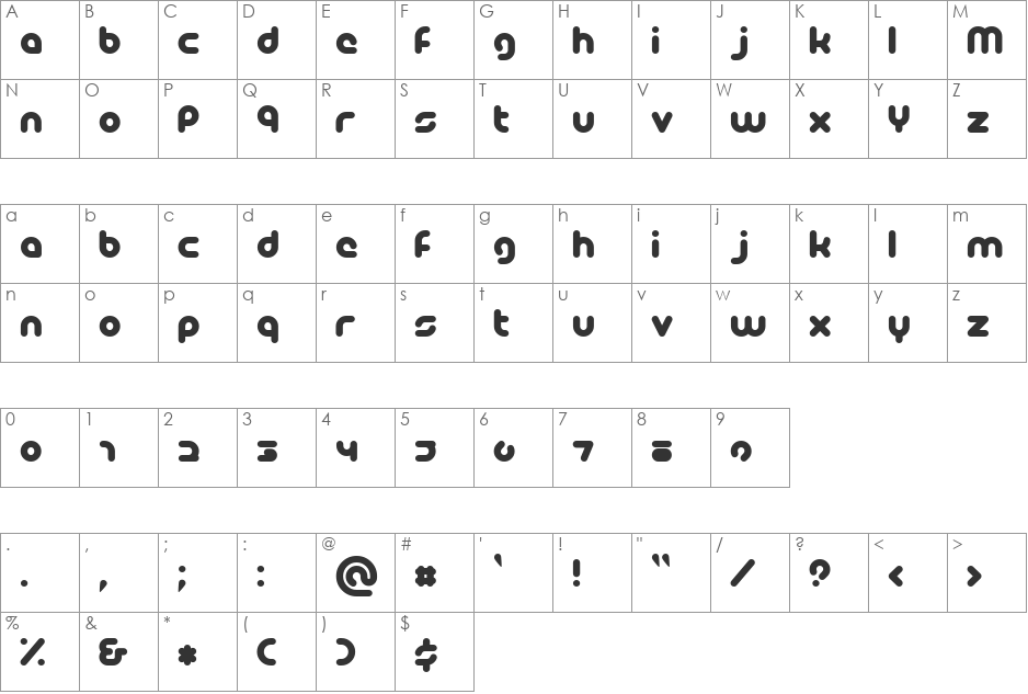 PicoWhite font character map preview