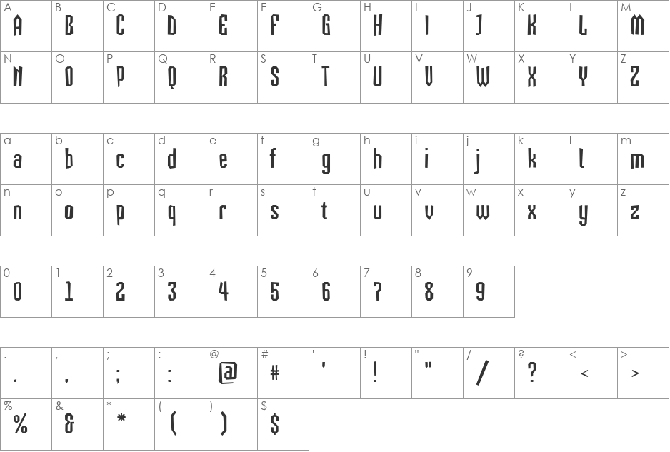 a_VizoraDst font character map preview