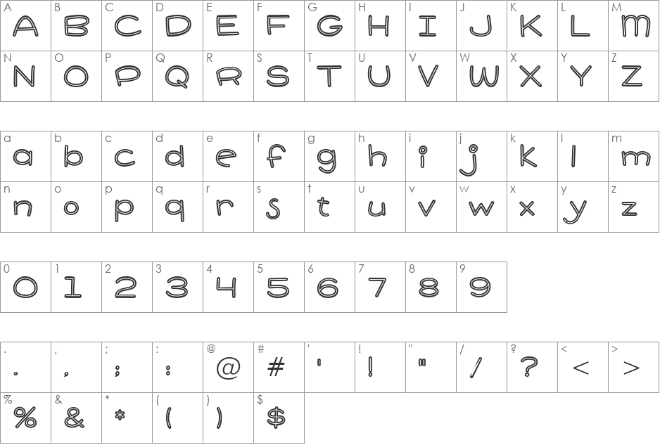 Pie Contest BTN Inline font character map preview