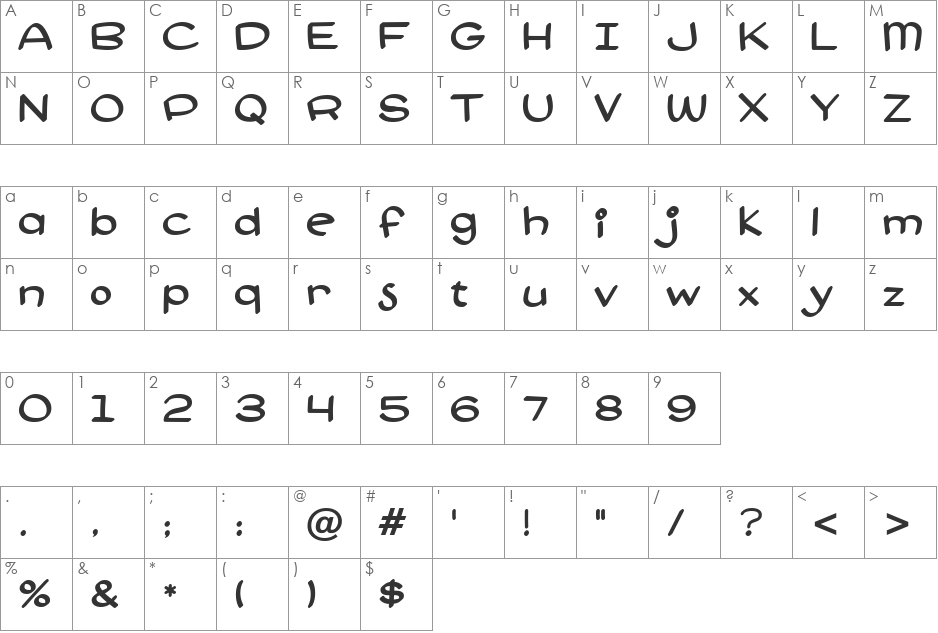 Pie Contest BTN Quill font character map preview