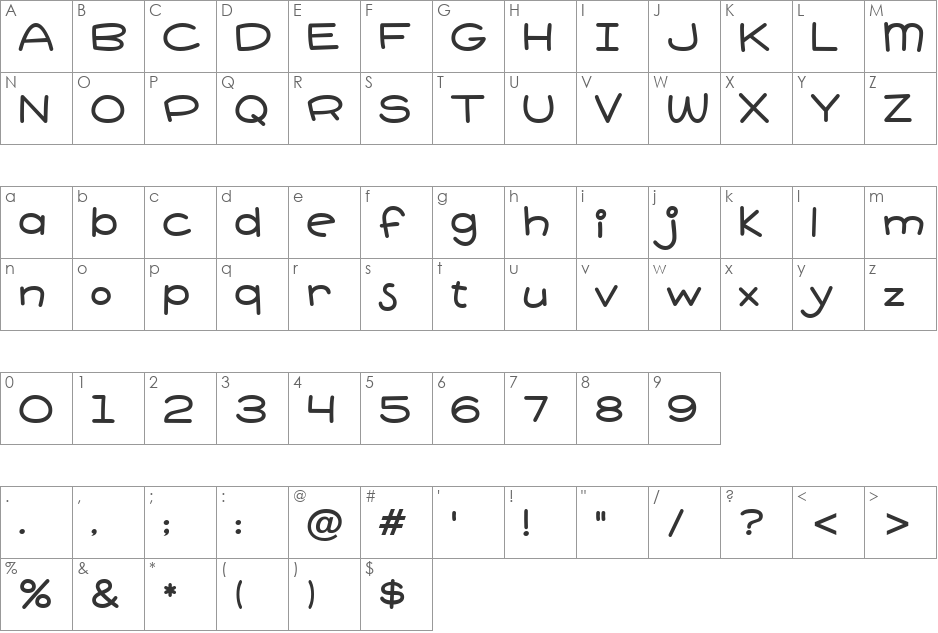 Pie Contest BTN Round font character map preview