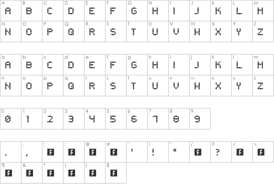 Piece font character map preview