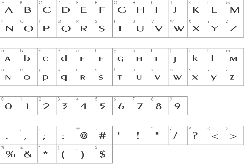 PigNoseTyp Bold font character map preview