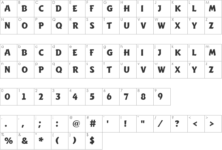 a_Writ font character map preview