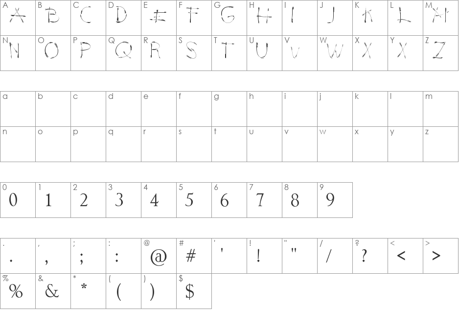 PIJL font character map preview