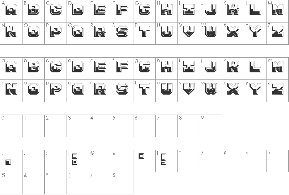 Pillow font character map preview