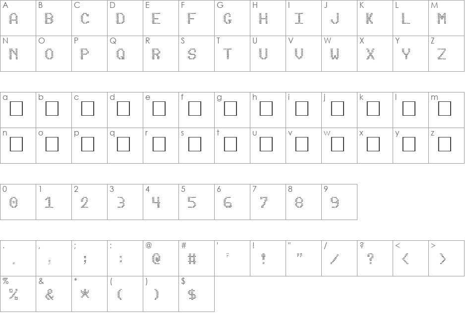 Pinball Data font character map preview
