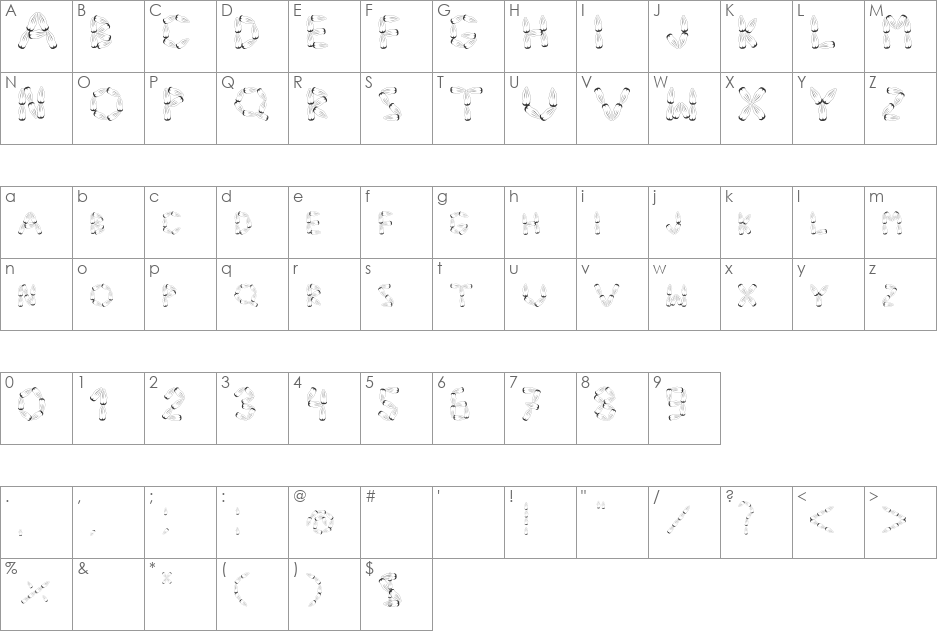 Pinho font character map preview