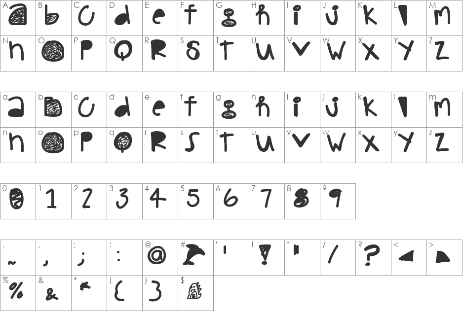 PinkDolphin font character map preview