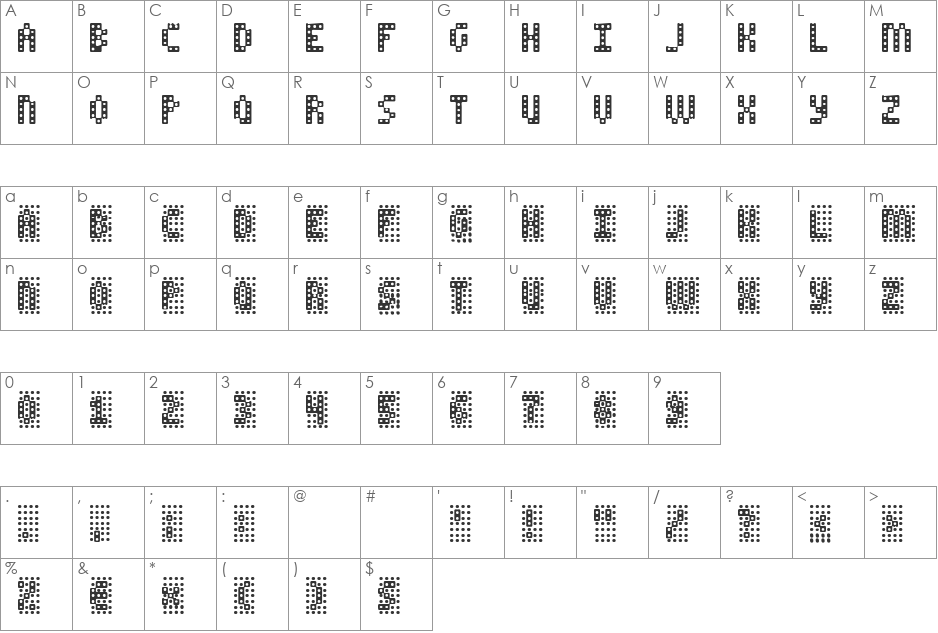 Pinkoos Dotted font character map preview