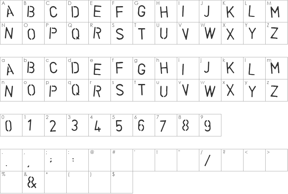 Pinky Nest font character map preview