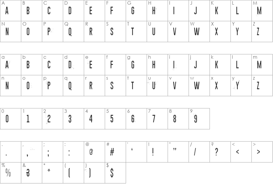 Piparivahtiperhonen font character map preview