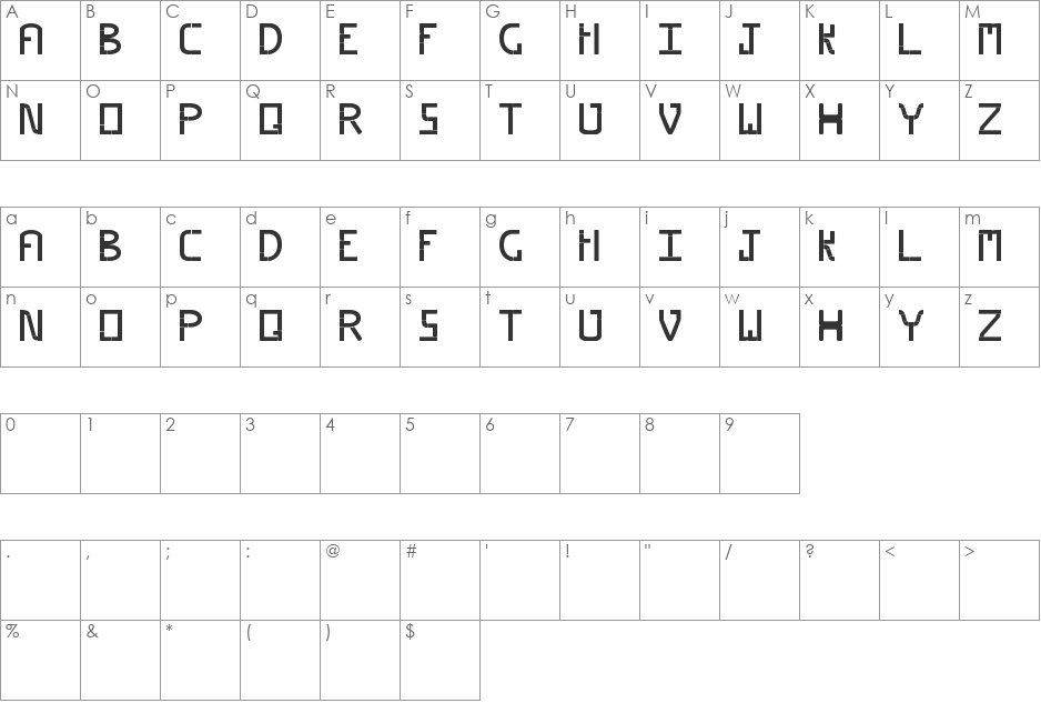 Piped font character map preview