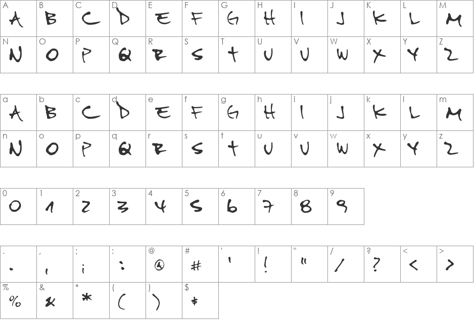 PipeFont2 font character map preview