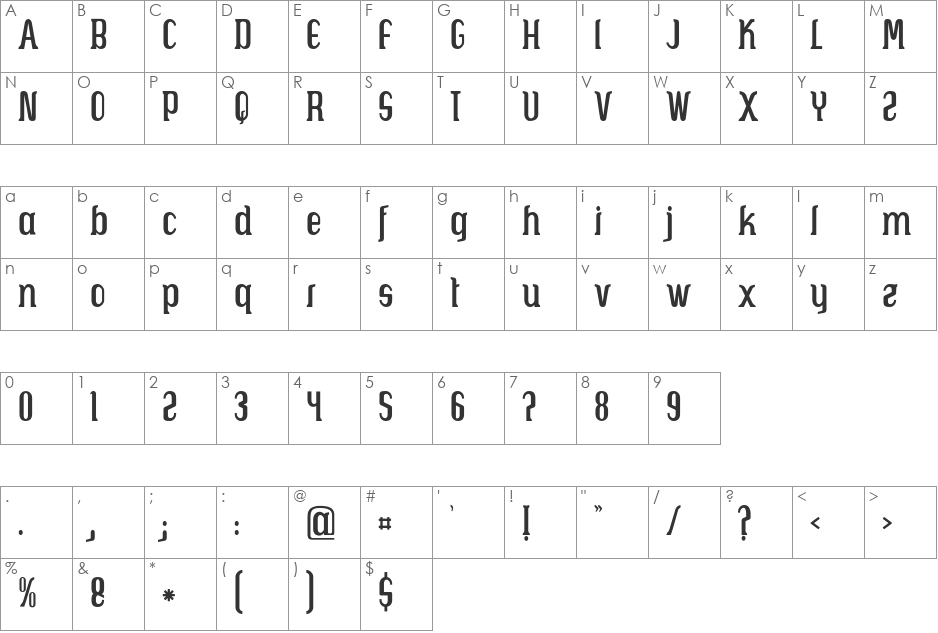  Brava font character map preview