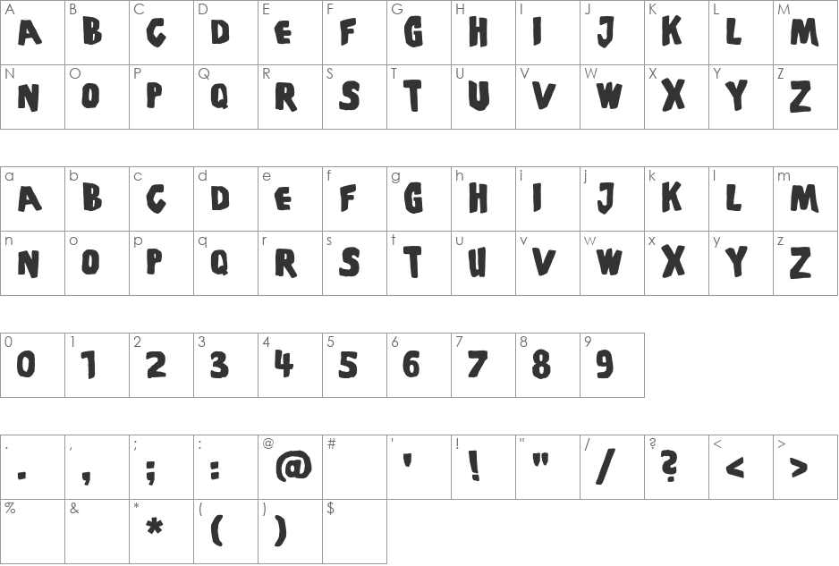 PiS Coffins and Ghosts font character map preview
