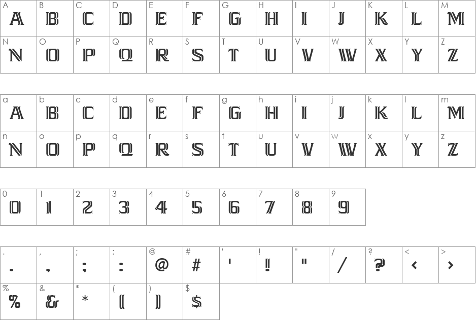 Pistachio font character map preview