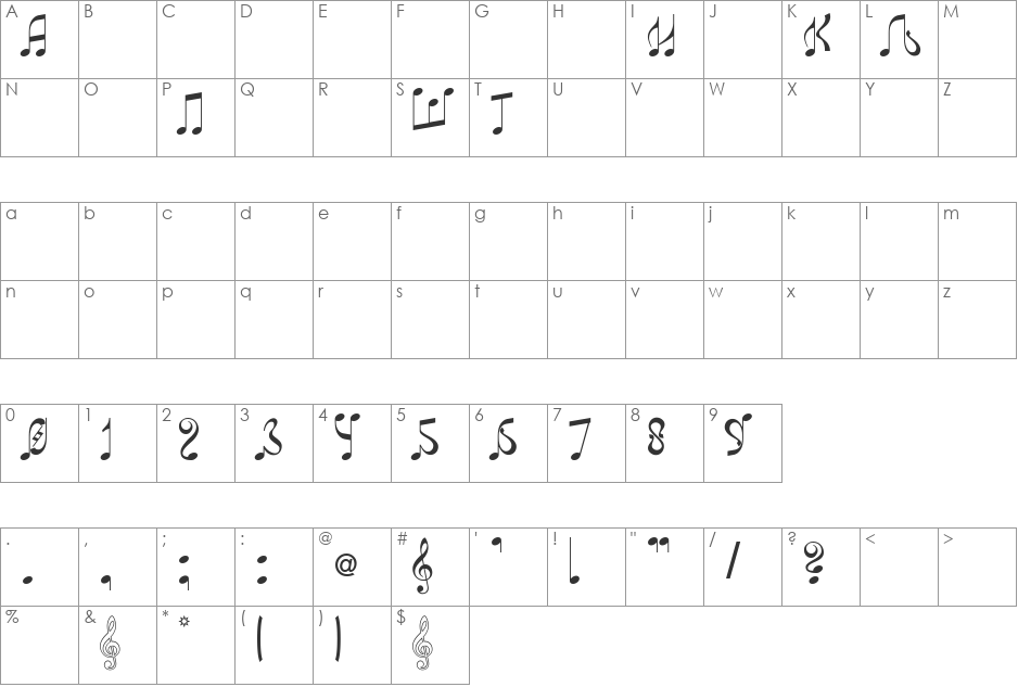 PISTALJKA font character map preview