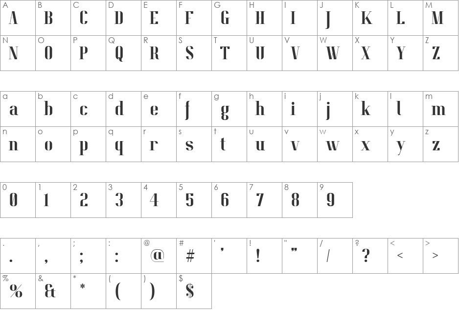 Pitch Display font character map preview