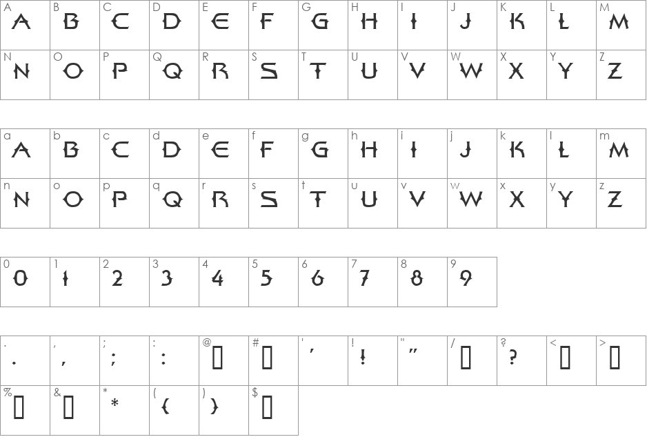 PIVOT font character map preview
