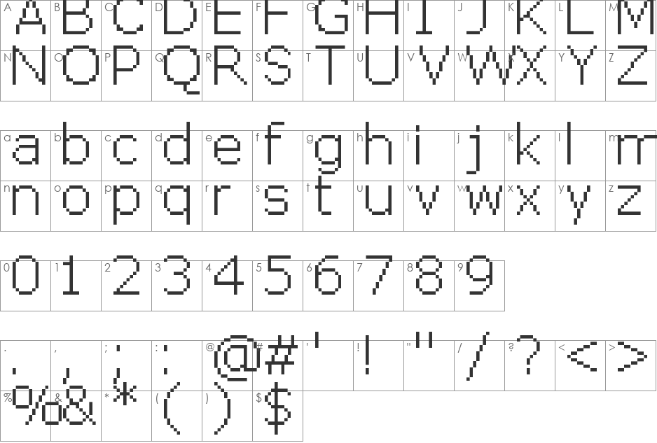 pix PixelFJVerdana12pt font character map preview
