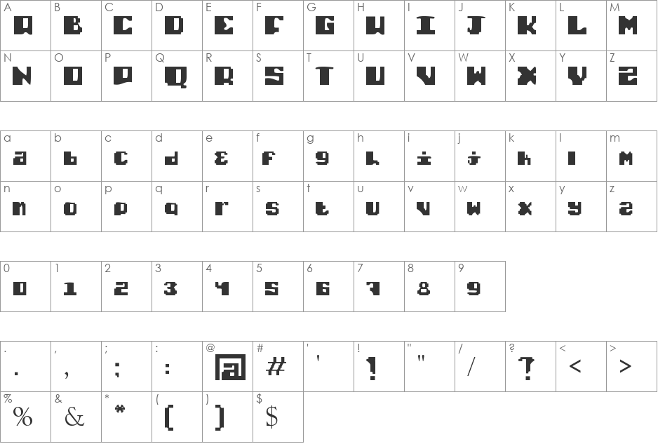 pixel font character map preview