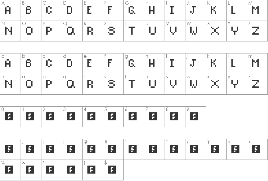 Pixel Alphabet font character map preview