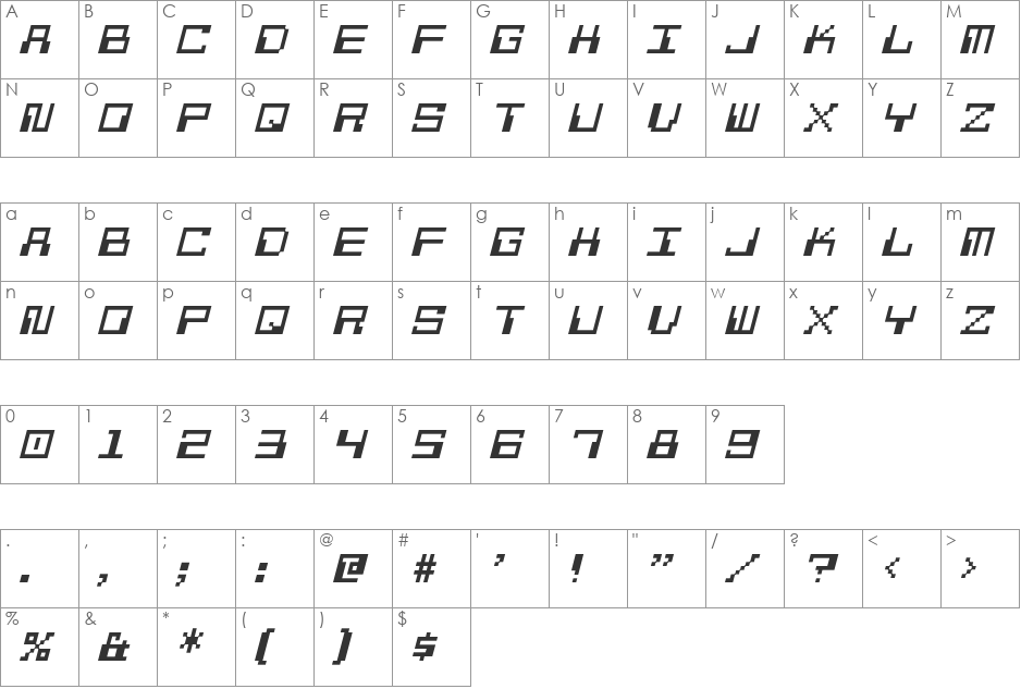 Pixel Calculon font character map preview
