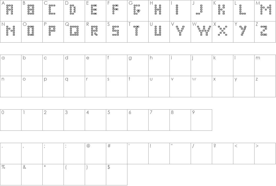 PIXEL CHUNKER font character map preview