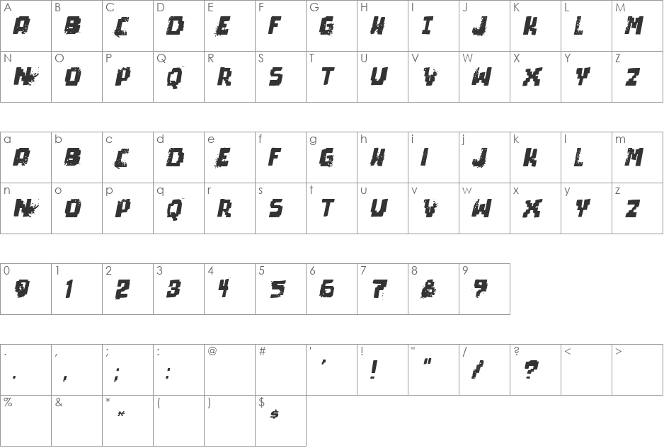 pixel dead font character map preview