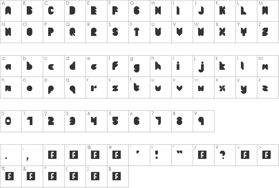 Pixel Evolution font character map preview