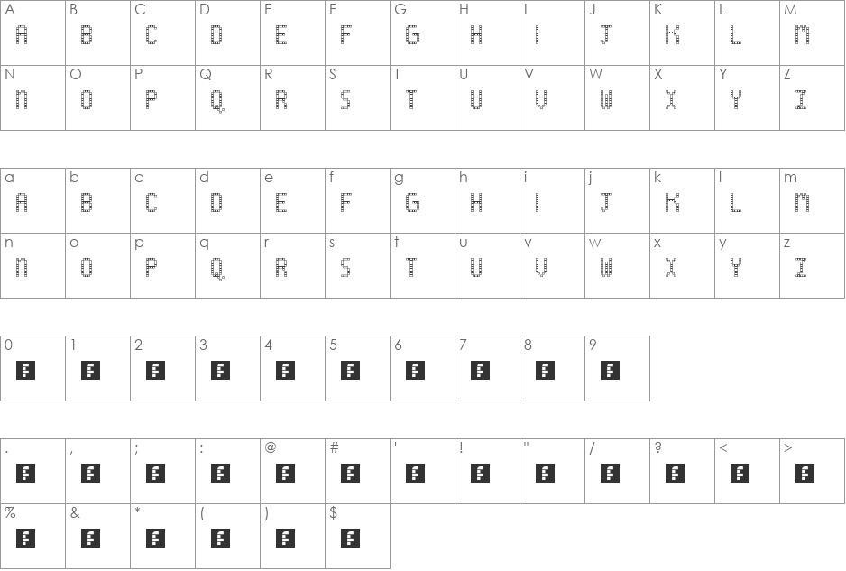 Pixel Filmstrip font character map preview