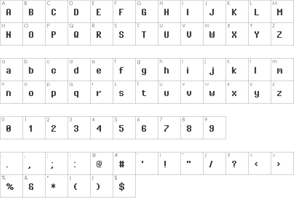 Pixel Operator font character map preview