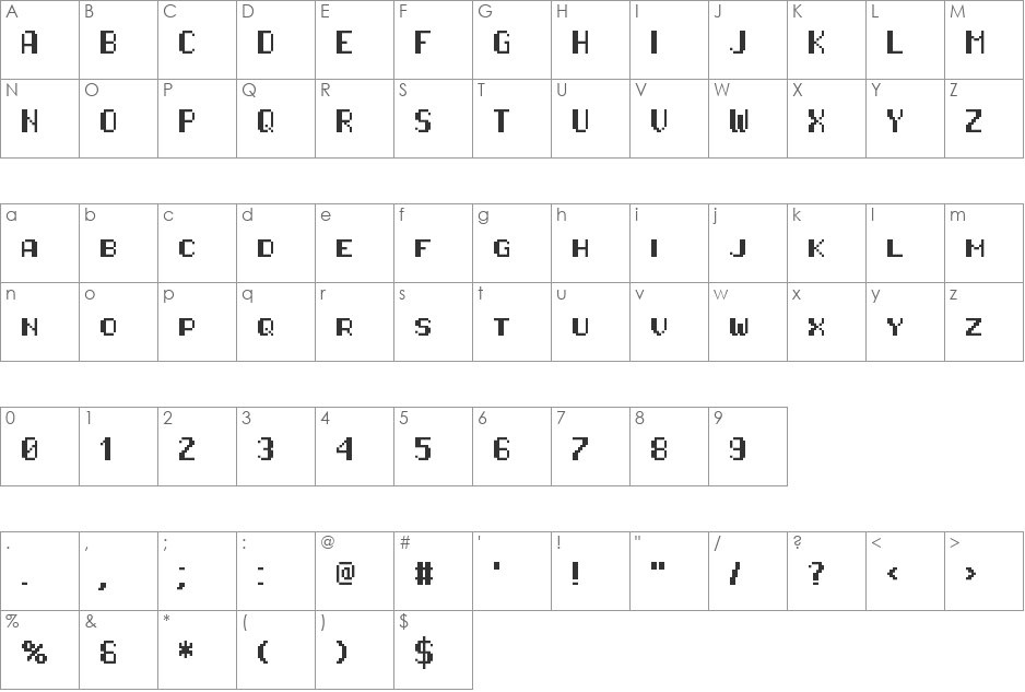 Pixel Operator HB SC font character map preview