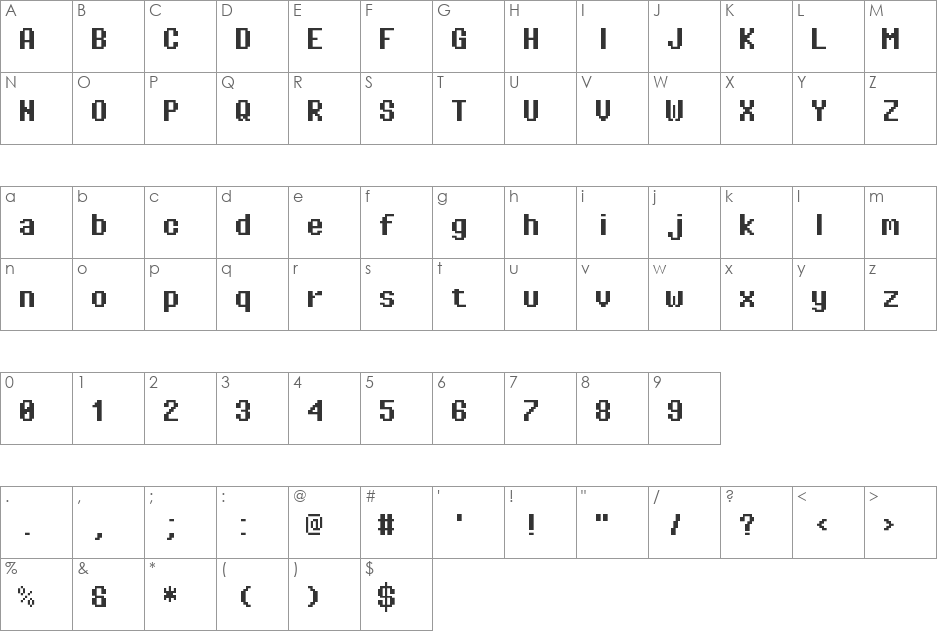 Pixel Operator Mono font character map preview