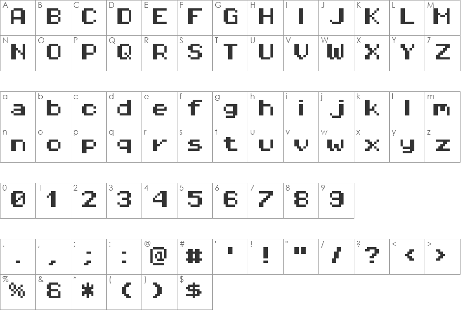 Pixel Operator Mono HB 8 font character map preview