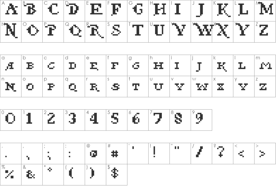 Pixel Pirate font character map preview