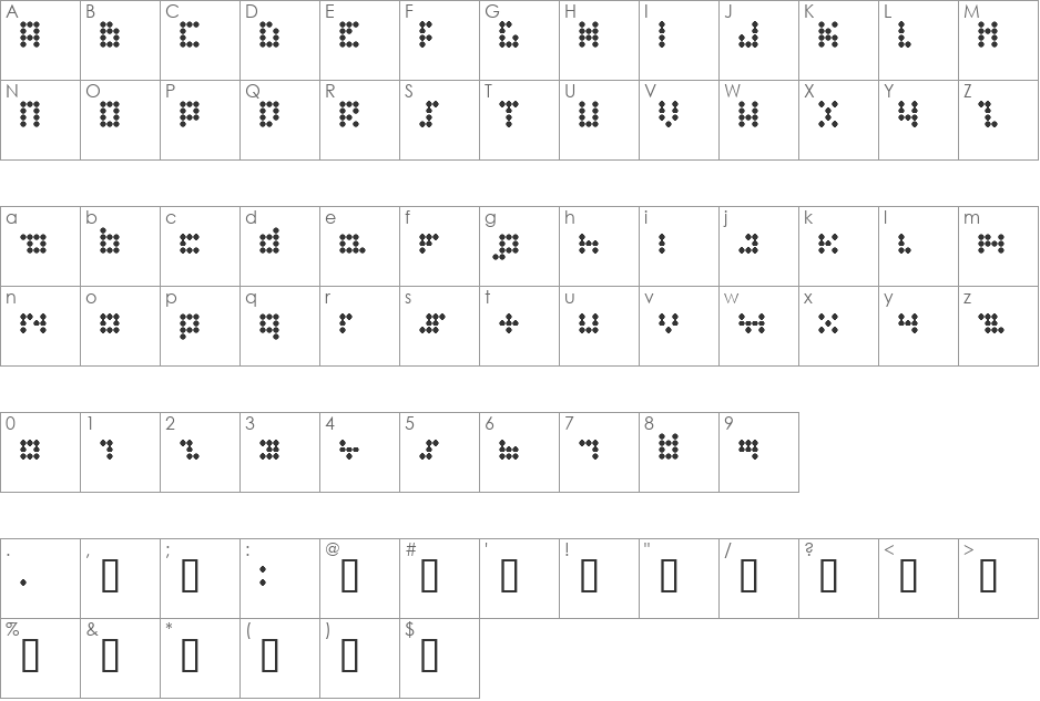 pixel plastique font character map preview