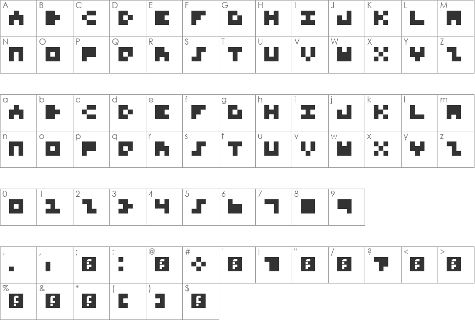 Pixel rocks font character map preview