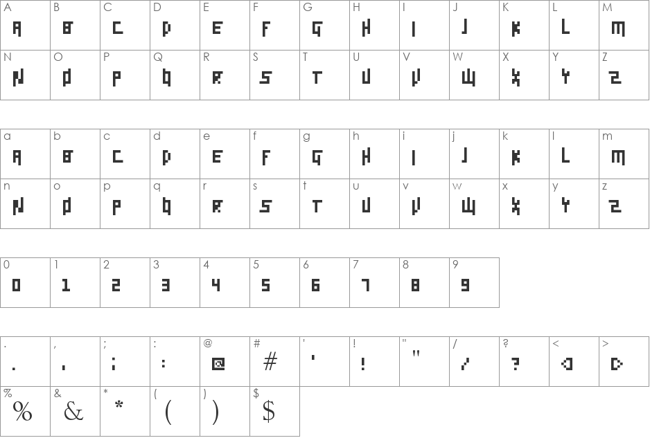 Pixel Siggy font character map preview